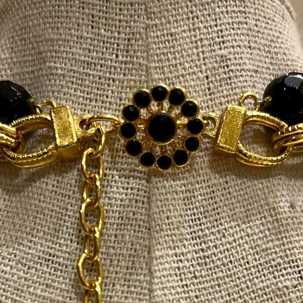 Vintage Signature Barrera Black and Gold Princess Necklace - Picture 4 of 16